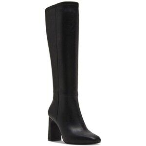 Madden Girl Wisee Dress Boots Womens 5.5M Black Square Toe Block Heel Knee High
